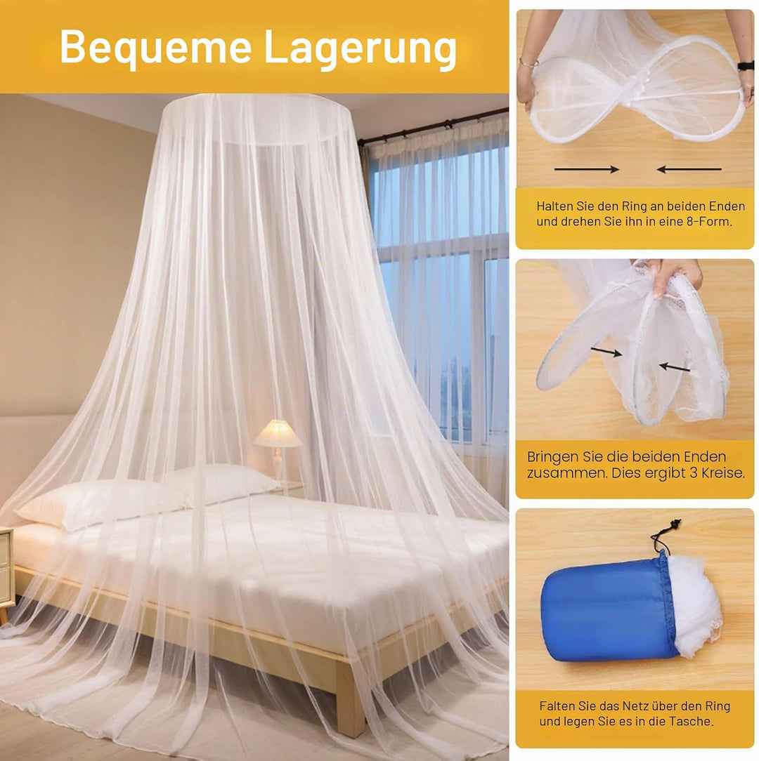 Atmungsaktives Faltbares Moskitonetz für 1,40m Bett - Dichtes Netz für Zuhause &amp; Outdoor