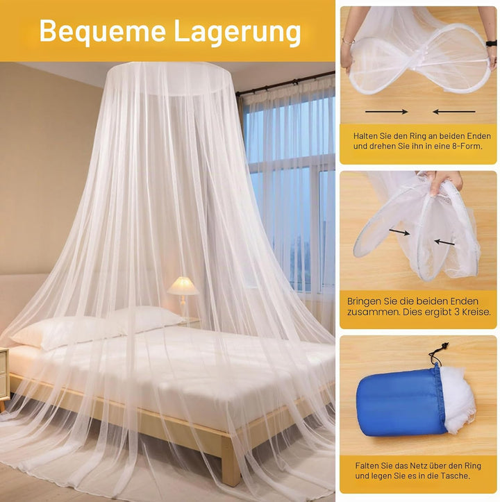 Atmungsaktives Faltbares Moskitonetz für 1,40m Bett - Dichtes Netz für Zuhause &amp; Outdoor