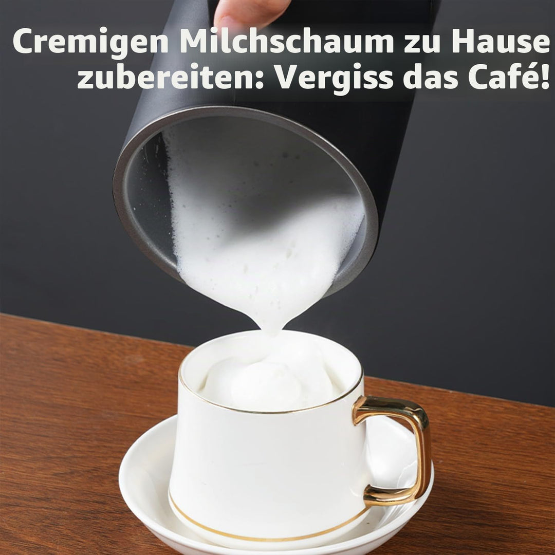 Elektrischer Milchaufschäumer, 430 ml Edelstahl Milchaufschäumer, Antihaftbeschichtung,warmer und ka
