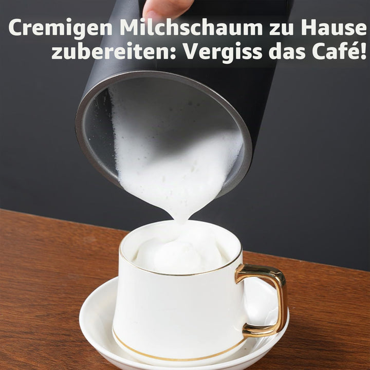 Elektrischer Milchaufschäumer, 430 ml Edelstahl Milchaufschäumer, Antihaftbeschichtung,warmer und ka