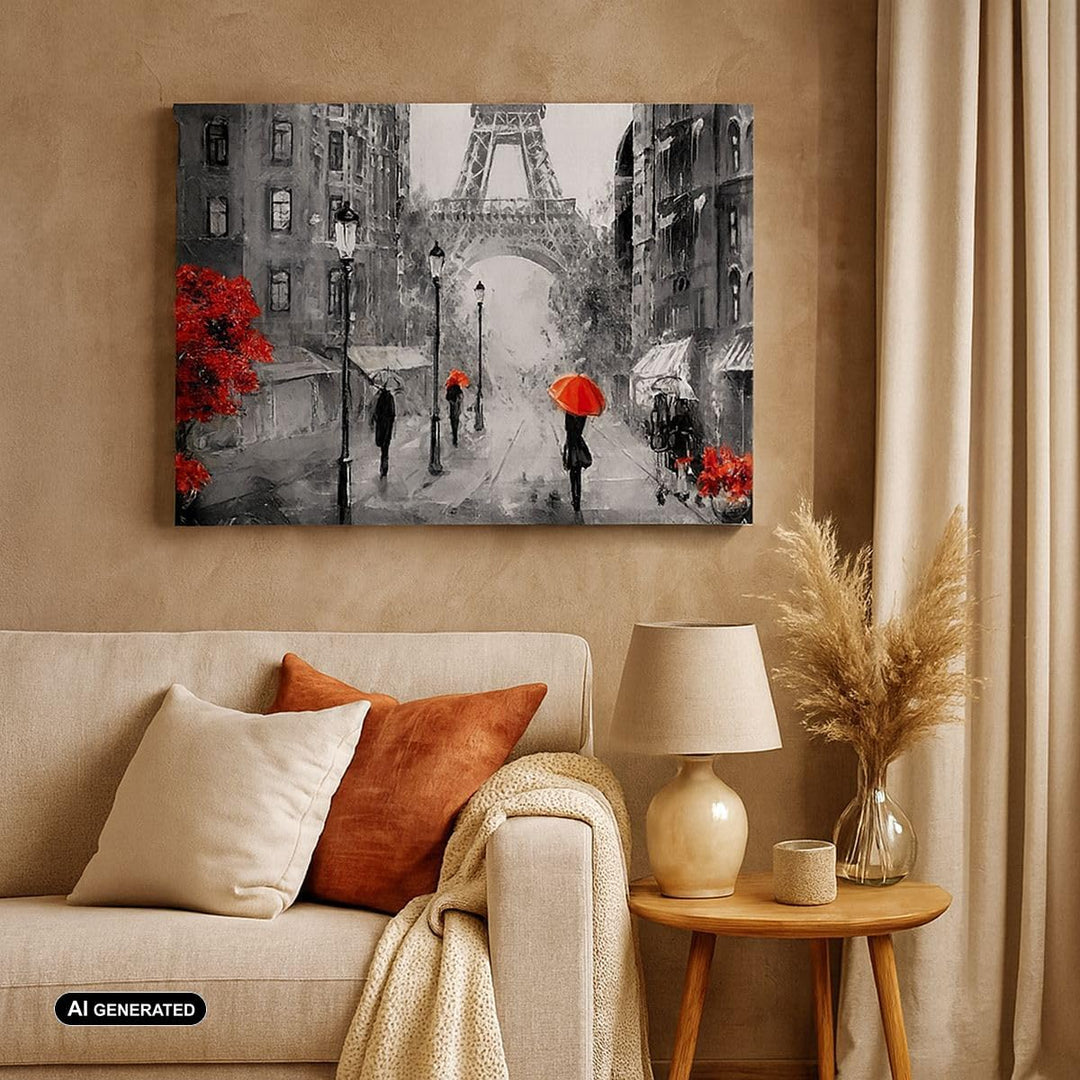 Bilder auf Leinwand Paris Stadt Zuhause Leinwandbild mit Rahmen 70x50cm Wandbilder Dekoration Wohnzi