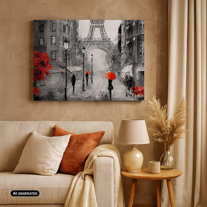 Bilder auf Leinwand Paris Stadt Zuhause Leinwandbild mit Rahmen 70x50cm Wandbilder Dekoration Wohnzi