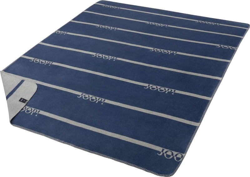 Joop! Wohndecke Logo Stripes Navy, 150x200 cm 150x200 cm Navy, 150x200 cm Navy