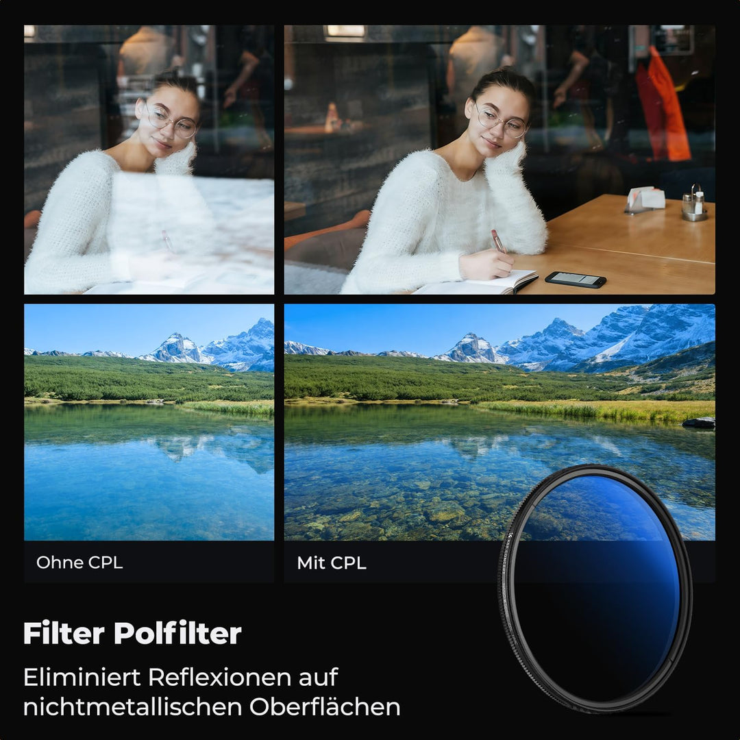 K&F Concept K-Serie Pro 39mm Slim Zirkularer Polfilter Polarisationsfilter CPL Filter Cirkular Polfi