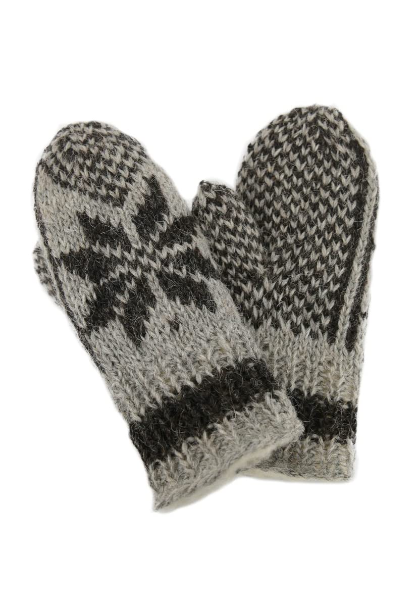Hollert Handgestrickte Fausthandschuhe Bernie gefüttert Merinowolle Stern Anthrazit Fäustlinge