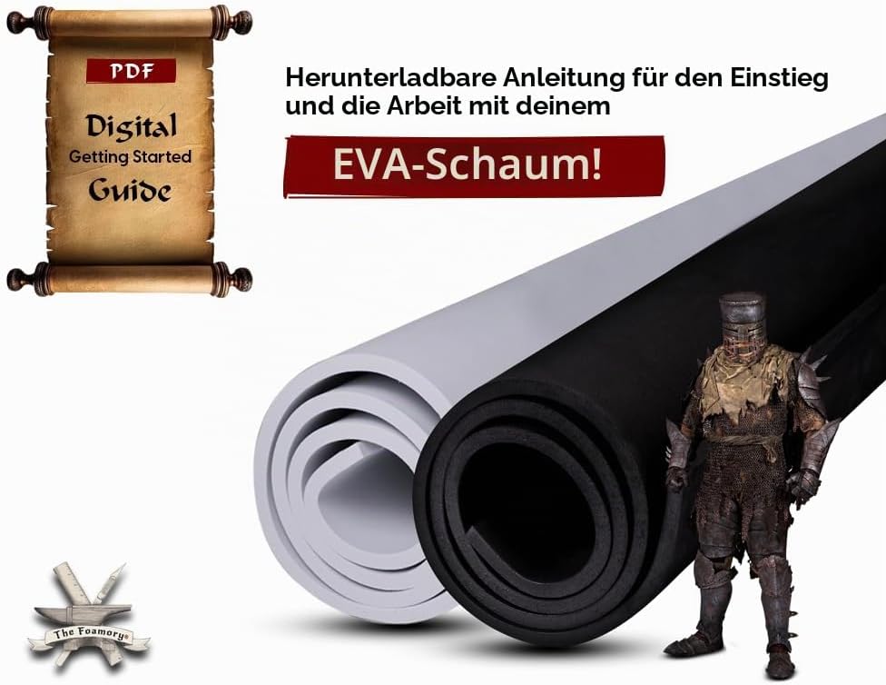 EVA-Schaumstoff Cosplay – 6 mm dick (1 mm bis 10 mm) – extra grosse Schaumstoffplatten – Schwarz ode