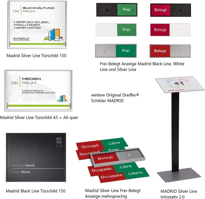 GALERIE Türschild | 150x150 mm | 2 Scheiben ESG Glas | 4x Edelstahl Halter | Türschild Büro | Bürosc