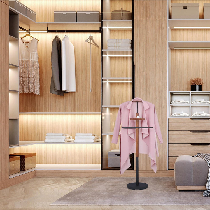 Relaxdays Herrendiener, mit Ablage, für Jackett & Hose, HBT 116 x 47 x 28 cm, MDF & Stahl, Stiller D