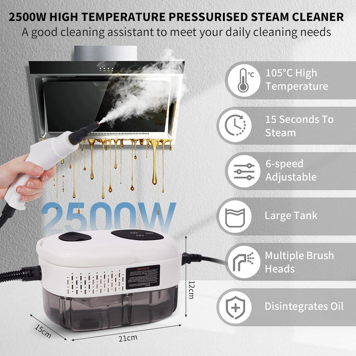 Dampfreiniger Tragbarer 2500W 1000ML Dampfreiniger Handgerät Wassertank mit 6 Geschwindigkeiten eins