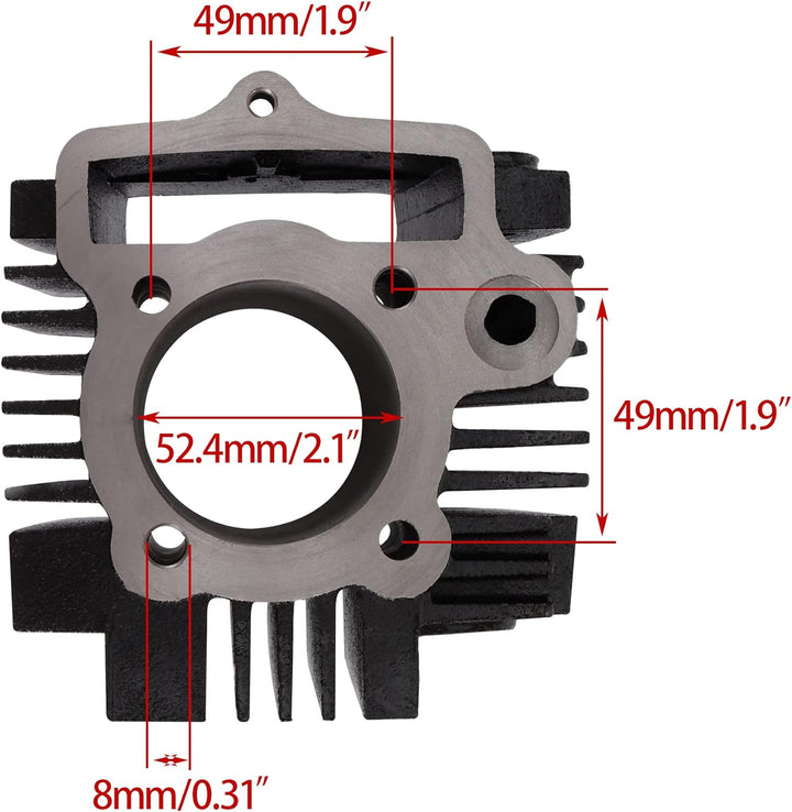 WOOSTAR 52.4mm Big Bore Zylinder mit Kolbenring Ersatz für 4 Takt 110ccm Chinesisch Taotao Coolster