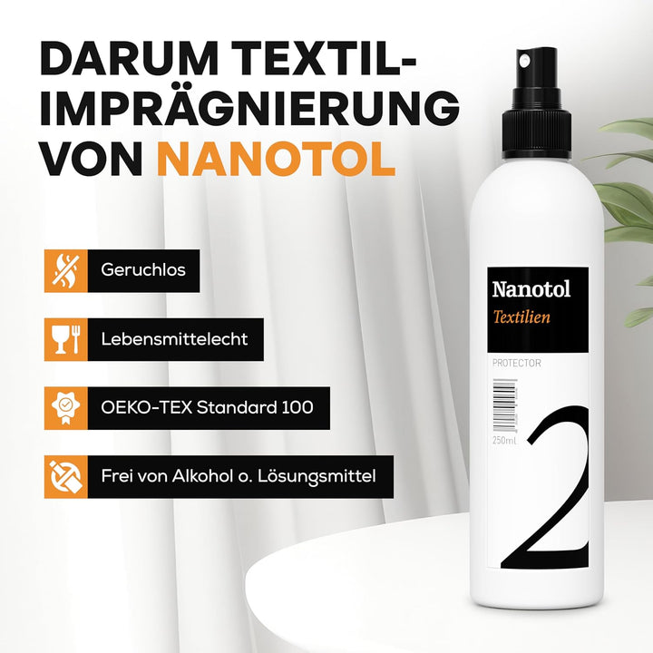 Nanotol Nano-Imprägnierspray mit Lotuseffekt für Leder, Wildleder, Stoff Textilien Protector - Pfleg