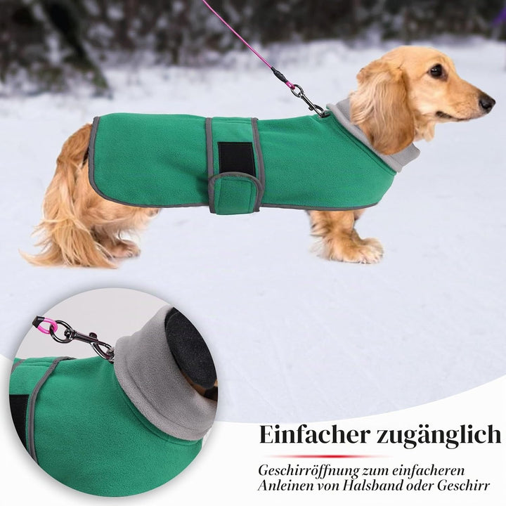 Geyecete -Gemütlich Polarfleece Winter hundemantel fur Dackel,Miniatur Dackel Fleece hundepullover,H