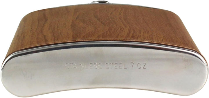 Flachmann mit Gravur, Name + Motiv, Geschenkidee für Männer + Frauen, Schnapsgeschenk in Holz Optik,