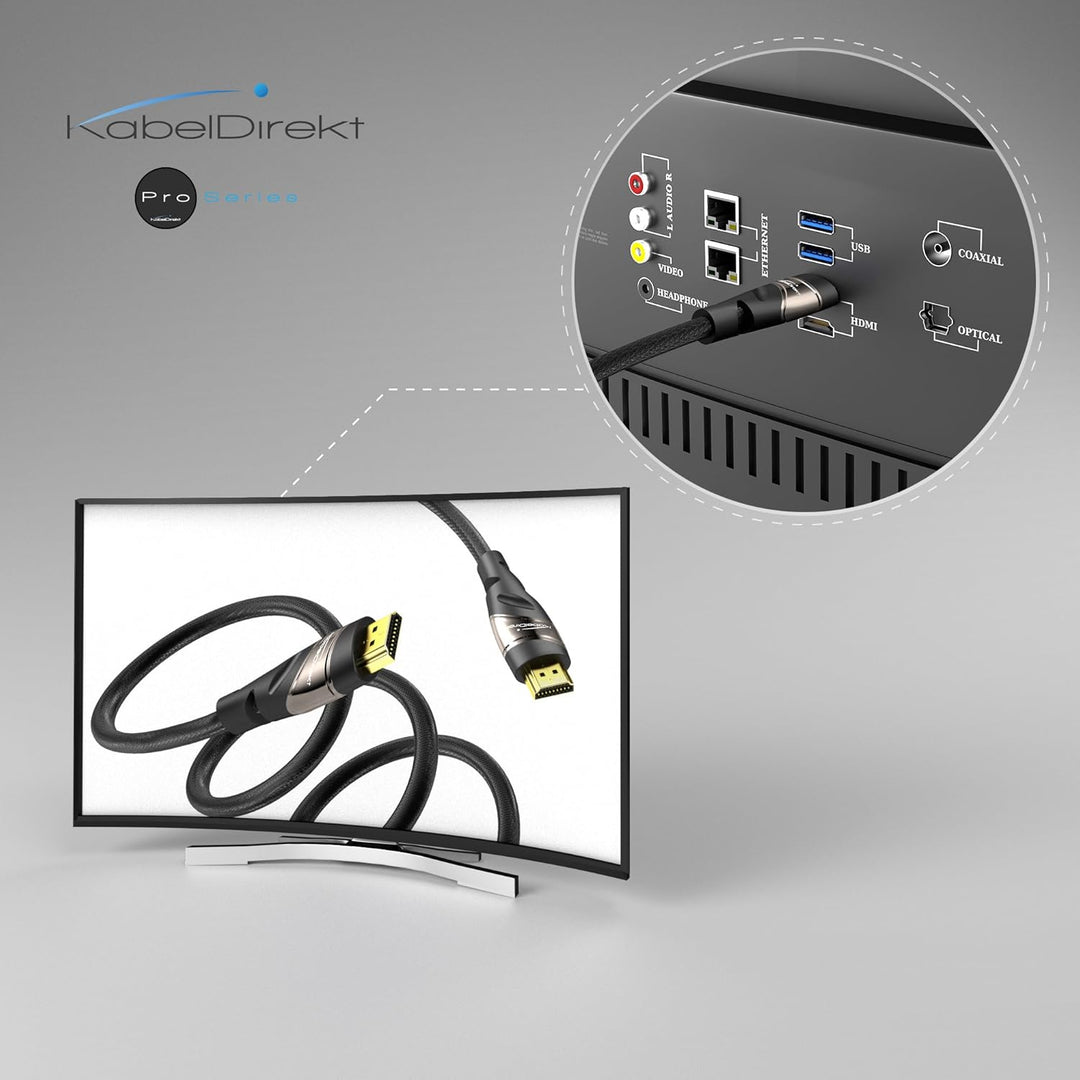 KabelDirekt – 4K HDMI Kabel – in Deutschland entwickelt – 10m (High Speed HDMI mit Ethernet, 4K Ultr