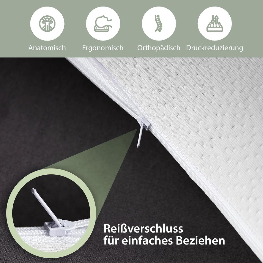 MaxxGoods Orthopädisches Nackenstützkissen aus Visco-Gelschaum | für gesunden Schlaf & Halswirbelsäu
