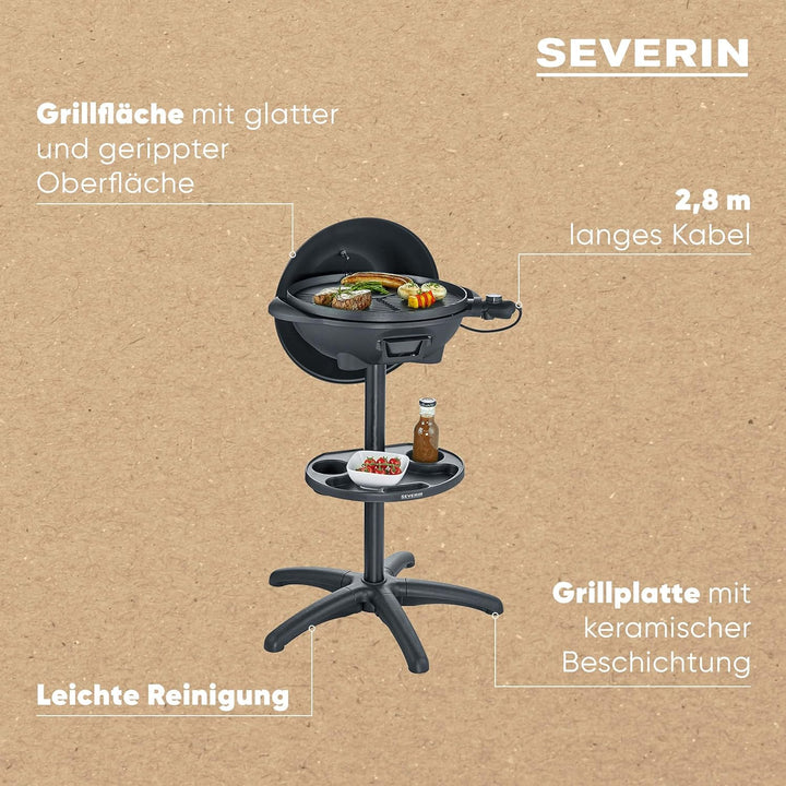 SEVERIN PG 8541 Barbecue-/Standgrill (2.000W, Grillfläche, Ø 41 cm)