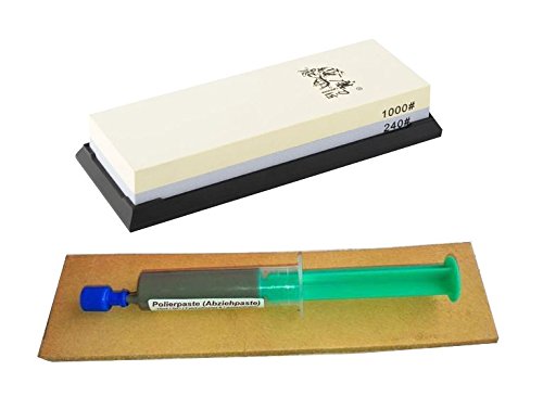 MESSERSCHÄRFSET 3-teilig/TAIDEA Schleifstein 240/1000 + Leder + Paste