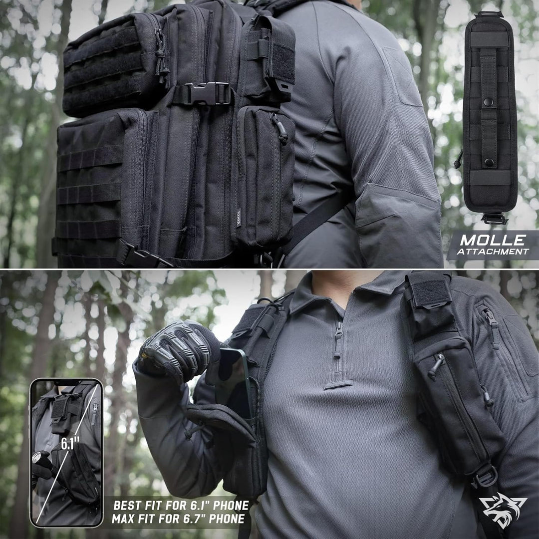 WYNEX Molle Zubehör Tasche mit Reissverschlusstasche, Rucksack Riemen Tasche Schultergurt Molle Befe
