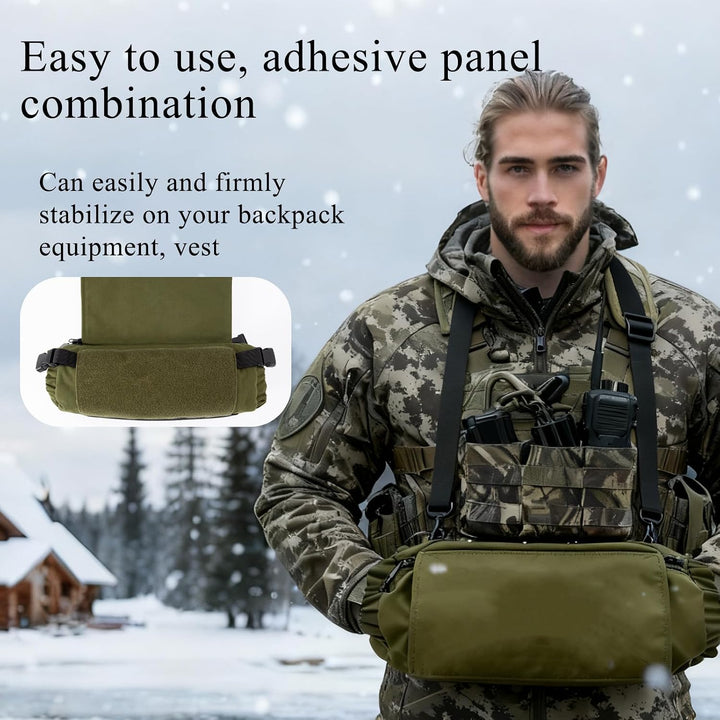 2in1 Taktischer Handwärmer Muff 500D Nylon Brust-Rig Armeegrün, Armeegrün
