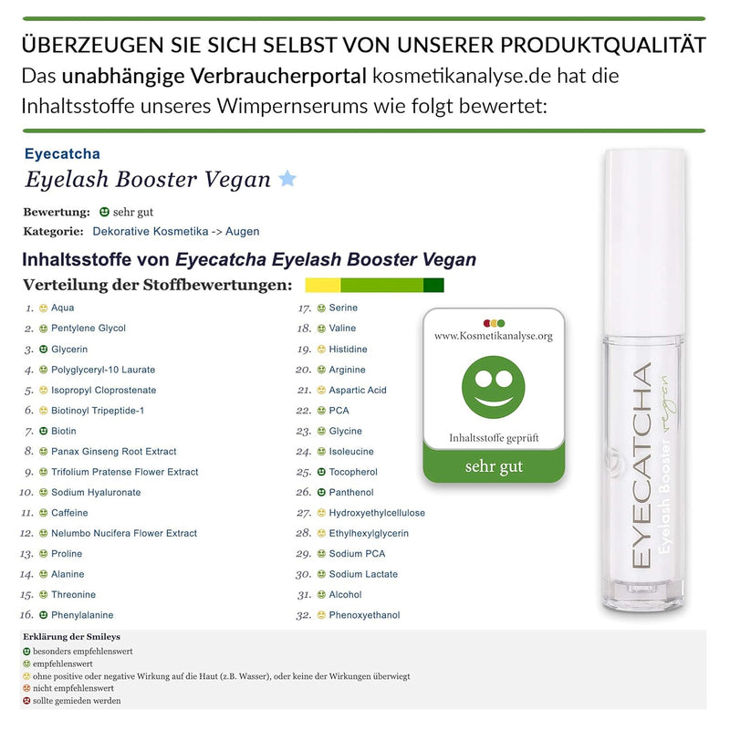 EYECATCHA VEGAN | PREMIUM Wimpernserum für lange Wimpern | MADE in GERMANY | Testsieger | Eyelash Bo