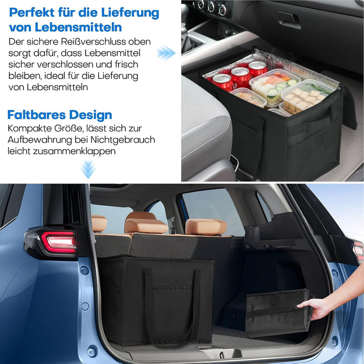 Kühltasche mit verstärktem Boden, 30L Grosse Picknicktasche, Faltbare Langlebige Einkaufstaschen, Se