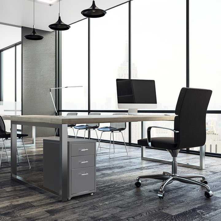 HollyHOME Mobiler Aktenschrank mit 3 Schubladen, rollbarer Aktenordner unter dem Schreibtisch, Aufbe