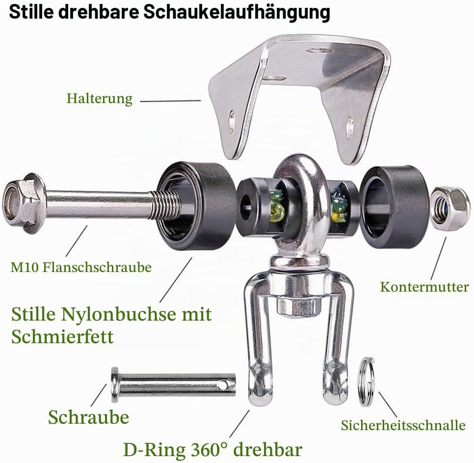 SELEWARE Deckenhaken Schwerlast Hängesessel Outdoor - Drehhaken Boxsack Halterung Schaukelhaken Holz