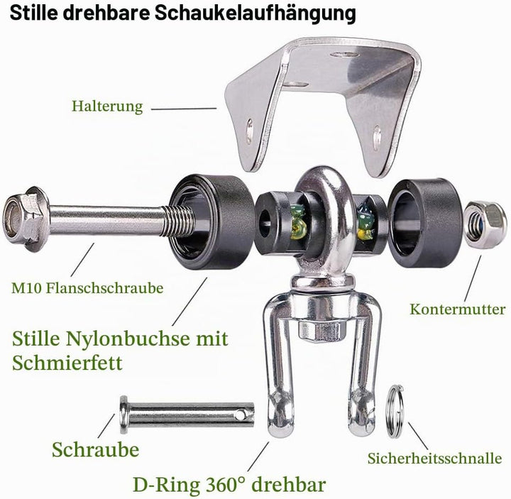SELEWARE Deckenhaken Schwerlast Hängesessel Outdoor - Drehhaken Boxsack Halterung Schaukelhaken Holz