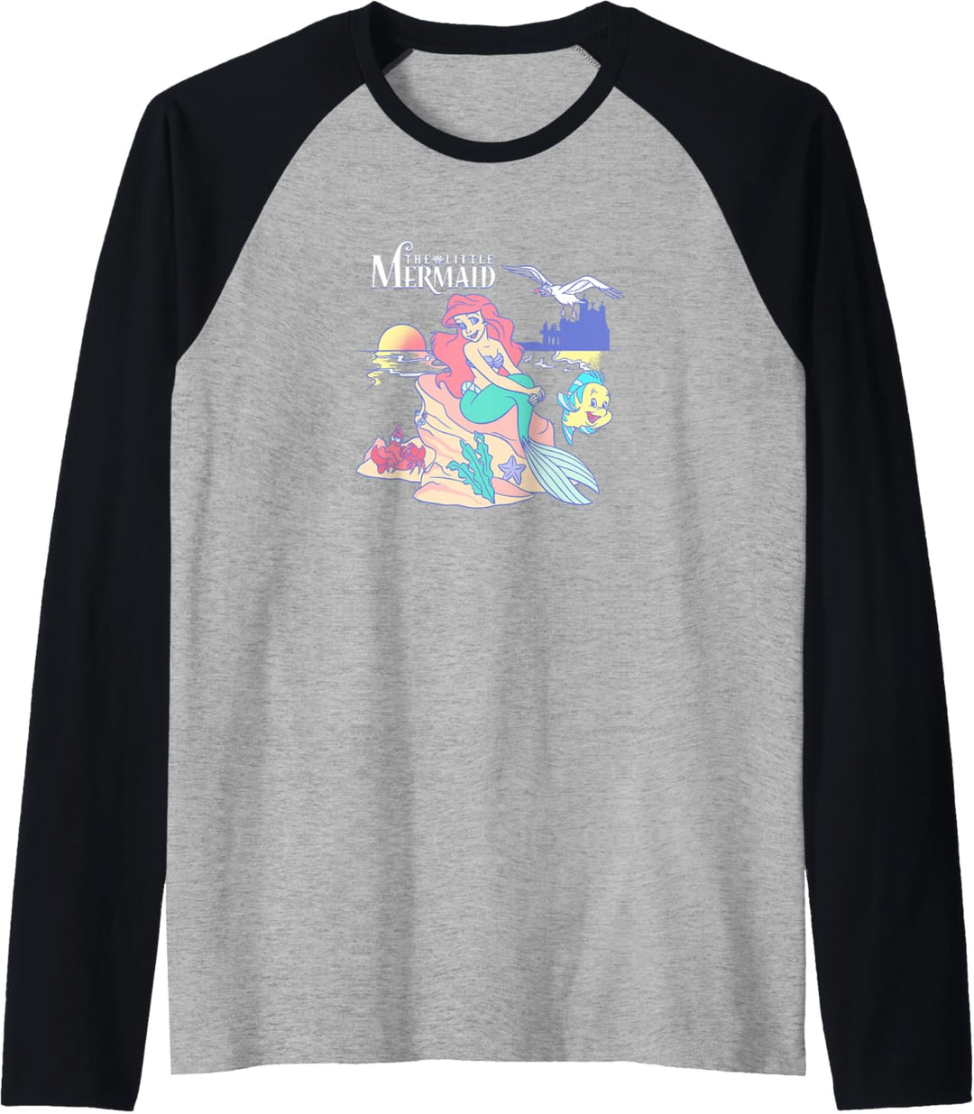 Disney Little Mermaid Ariel Vintage Pop Portrait Raglan