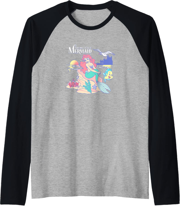 Disney Little Mermaid Ariel Vintage Pop Portrait Raglan