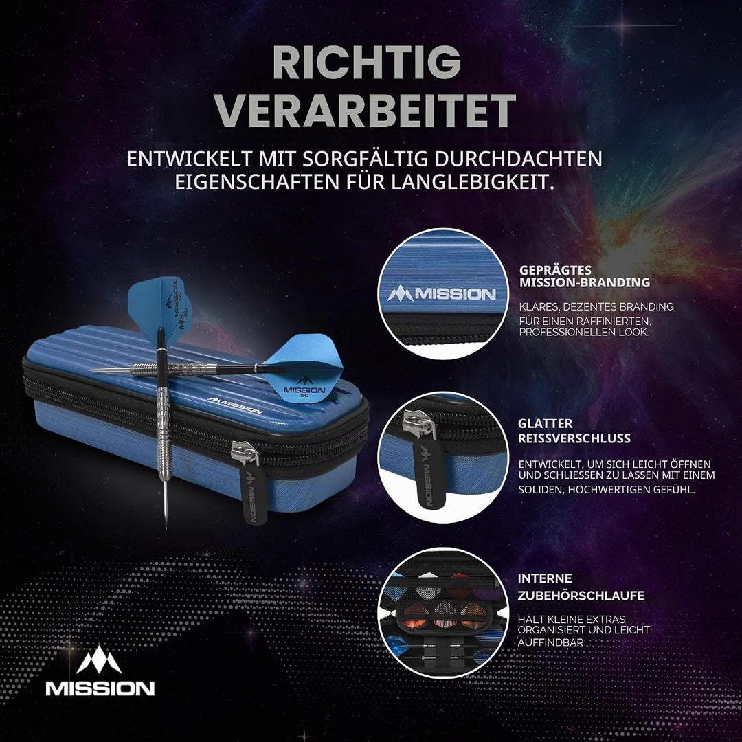 Mission Darts ABS-1 | Slimline Dartkoffer mit metallischem ABS Aqua Blue, Aqua Blue
