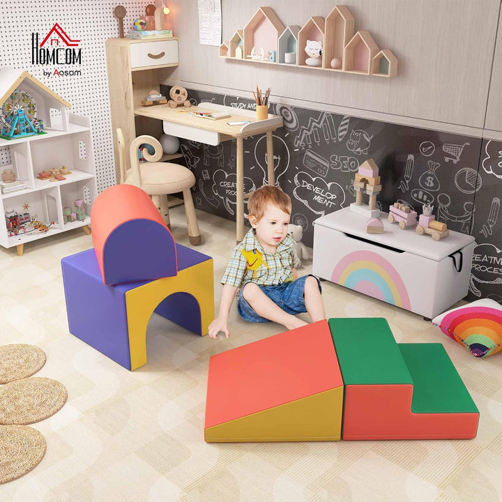HOMCOM 4 TLG. Schaumstoff Bausteine Kinder Softbausteine Klettern Bauklötze Weiche Schaumstoffbauste