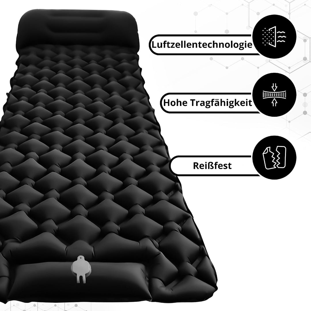 Aufblasbare Einzel-Schlafmatratze Für Camping – Selbstaufblasbare Luftmatratze Mit Integrierter Fuss