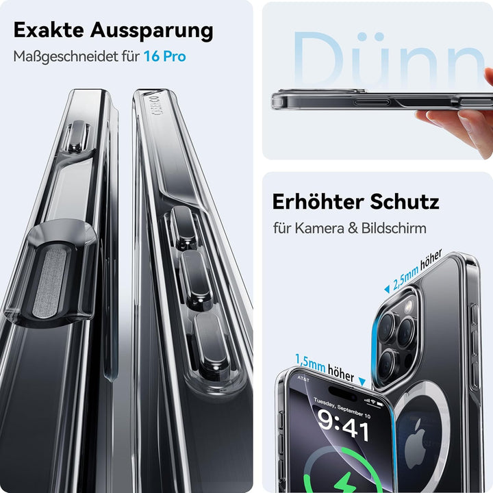 CASEKOO Speziell für iPhone 16 Pro Hülle mit MagSafe & Unsichtbarer Ständer [Militärschutz] [Vergilb