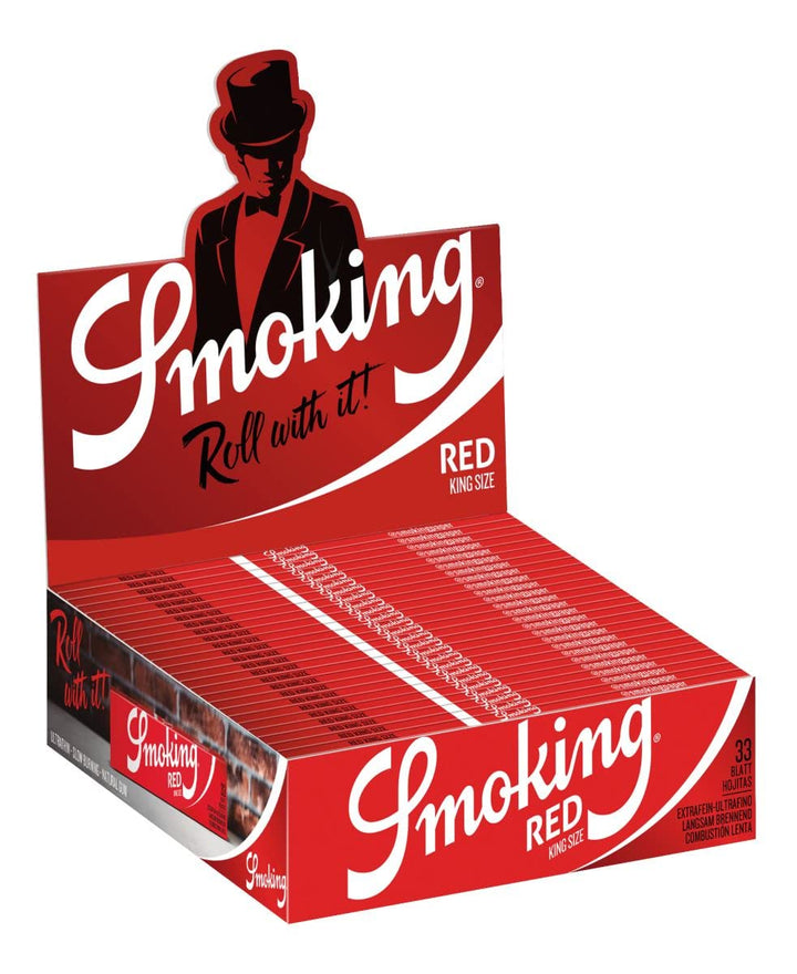 Smoking King Size Red 33 Blättchen FSC-Zertifiziert 100% pflanzliche Gummierung Raucherpapier