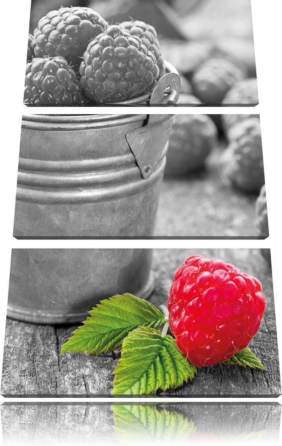 Pixxprint Früchte Eimer Obst Fruit Food als Leinwandbild | Grösse: 3 Teilig (120x80) | Wandbild| Kun