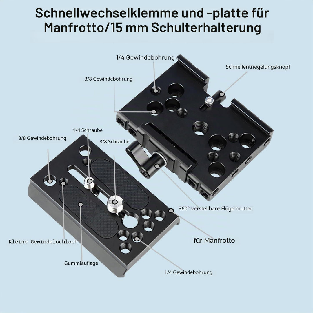 Quick Release Baseplate,NICEYRIG Kamera Schnellwechselplatte für Manfrotto 577 501 504 701 Für Stati