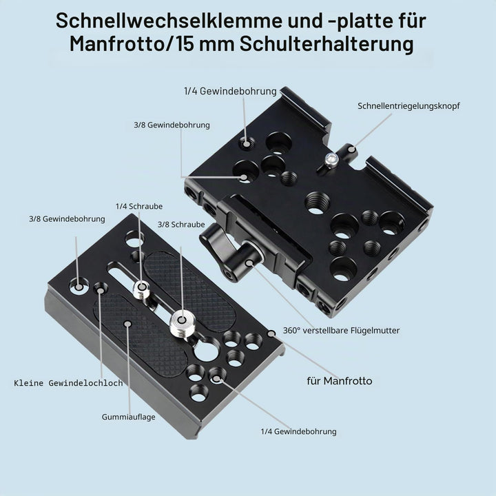 Quick Release Baseplate,NICEYRIG Kamera Schnellwechselplatte für Manfrotto 577 501 504 701 Für Stati