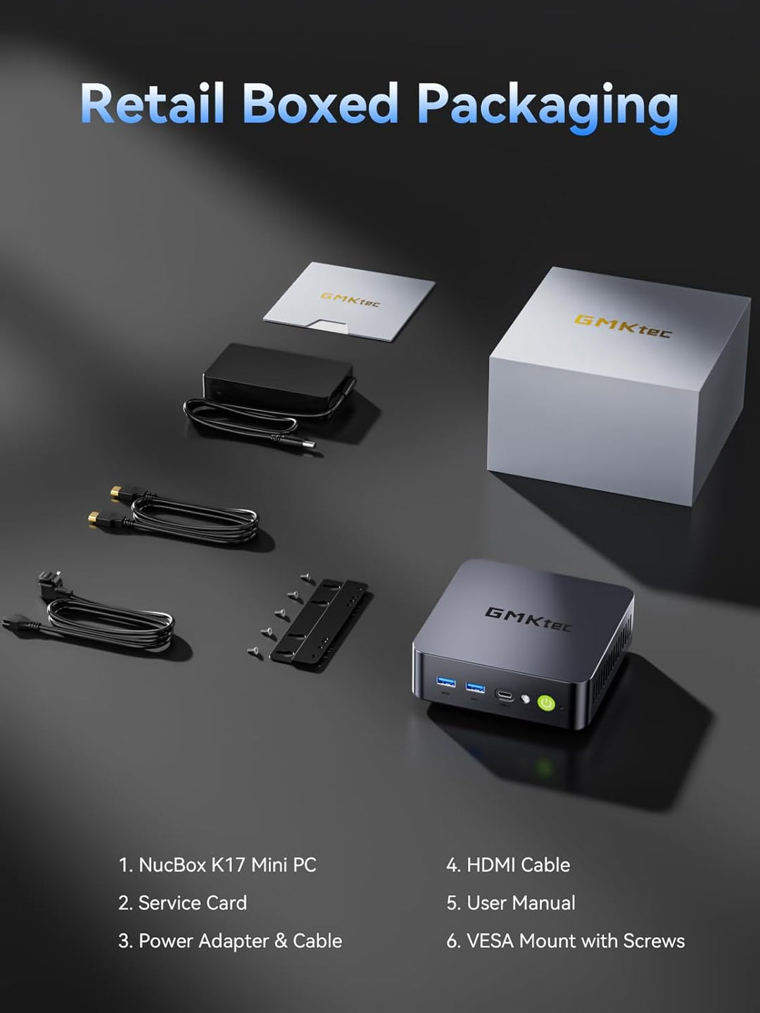 GMKtec K17 AI Mini PC Intel Core Ultra 5 226V up to 4.5GHz 16GB LPDDR5X 1TB SSD 97 Tops AI Intel Arc