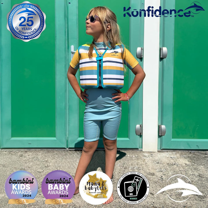 Konfidence Schwimmweste – Premium-Schwimmjacke mit abnehmbarem Sicherheitsgurt für Kinder | Einstell