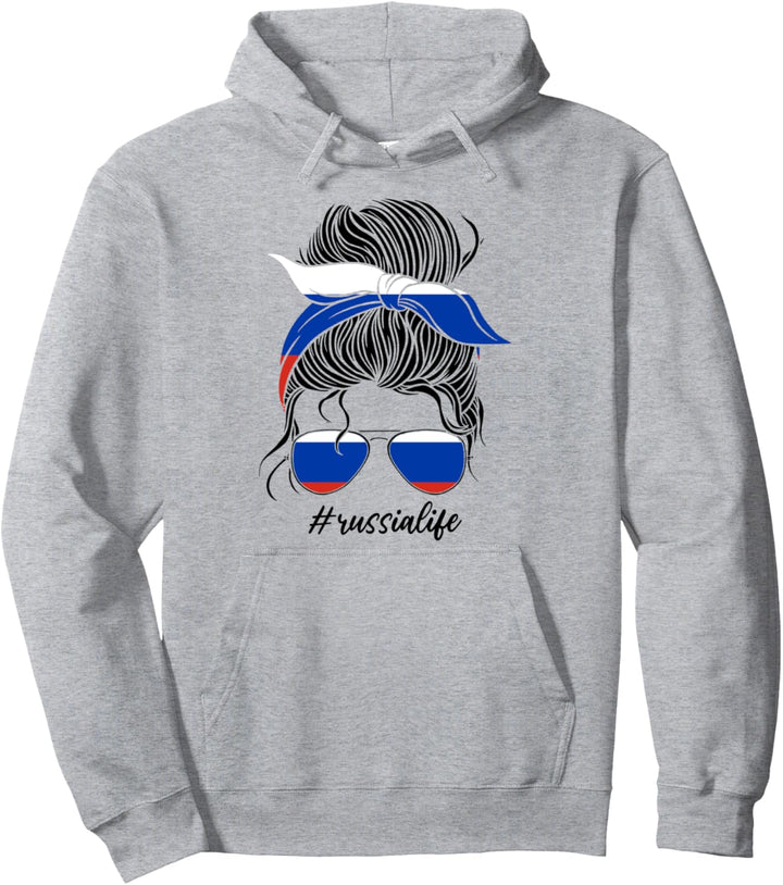 #Russialife unordentliches Brötchen Russland Pullover Hoodie