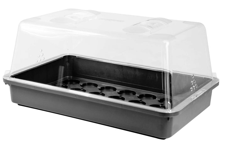 mgc24 Zimmergewächshaus Greenhouse - Anzuchtschale mit Deckel und Belüftung - Schwarz - 3 Stück ohne