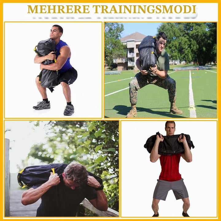 Taeku Gewichtssack für Fitness, Verstellbar Power Bag mit 6 Griffen Krafttraining Sandsäcke Workout