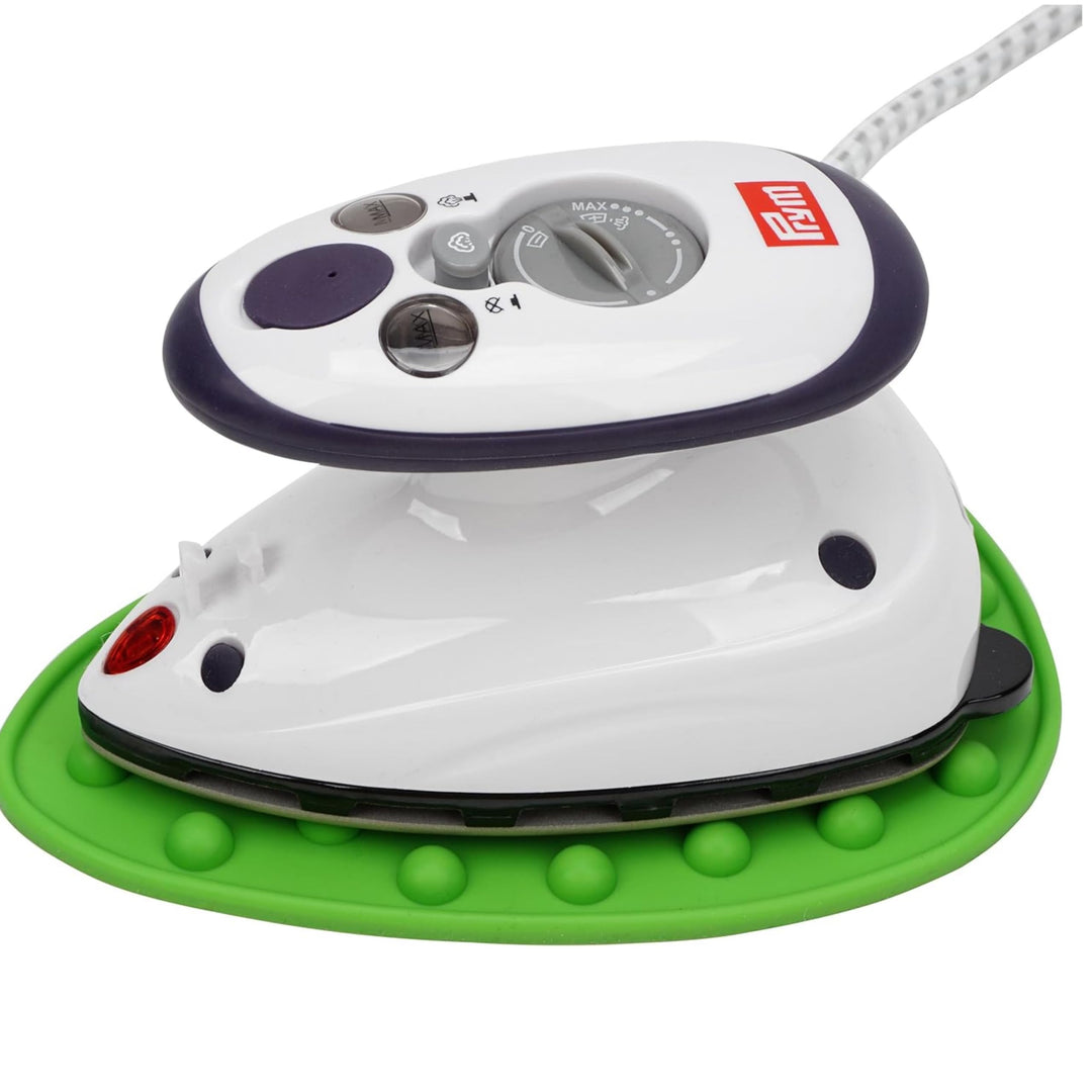 Prym Mini Dampf Bügeleisen Mit SEMPLIX Silikon Ablage (grün) Im Set, Kleines Leichtes Dampf Bügeleis