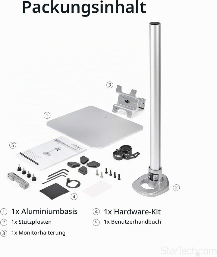 StarTech.com Piedistallo per Monitor Lcd Led Schermo display, Braccio con Altezza Regolabile/Girevol