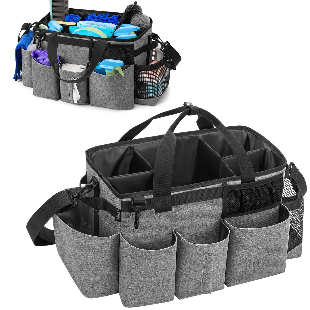 LoDrid Tote Reinigungstasche mit 4 Faltbaren Trennwänden, Tragbarer Reinigungsmittel Organizer mit S