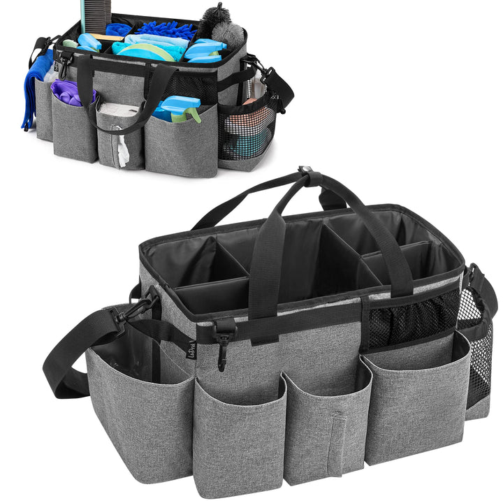 LoDrid Tote Reinigungstasche mit 4 Faltbaren Trennwänden, Tragbarer Reinigungsmittel Organizer mit S