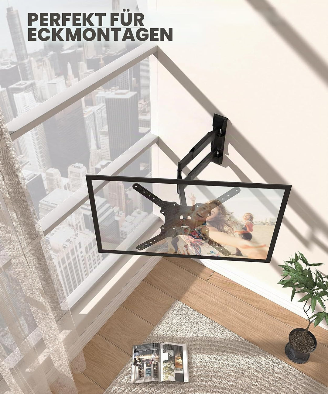GINKGO TV Wandhalterung Schwenkbar, 720 mm Langem Arm Fernsehhalterung Wand für 32-65 Zoll Fernseher