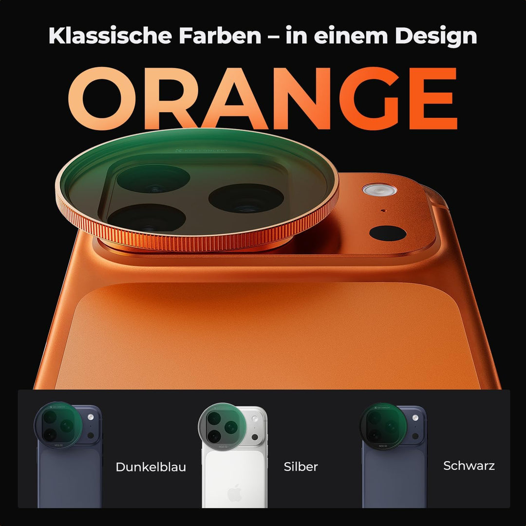 K&amp;F CONCEPT Snap-On ND2-32 Filter kompatibel mit iPhone 17 Pro/Pro Max | Orange, 11,2g extrem Leicht