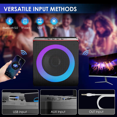 MusyVocay Karaoke-System, Mini-Bluetooth-Lautsprechersystem mit 2 Mini-Mikrofonen, tragbarer Sound-L